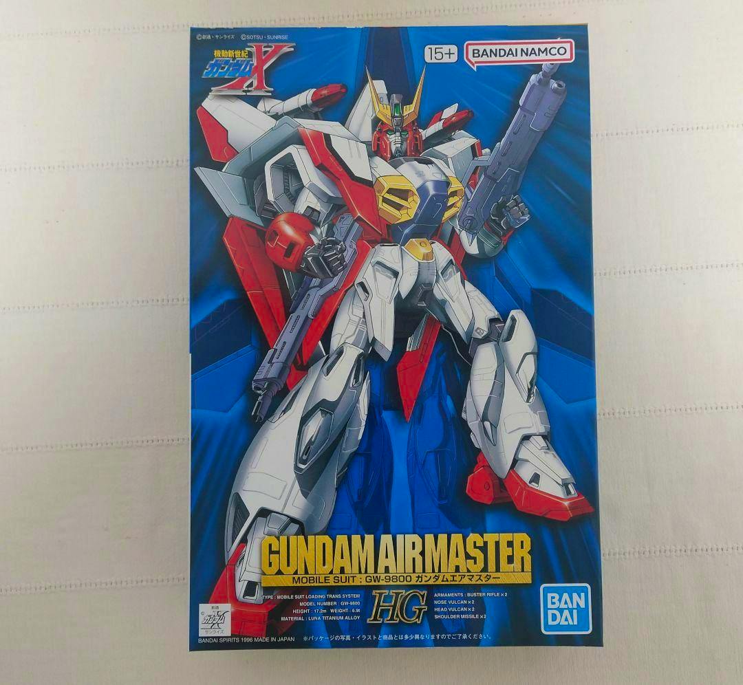 Front of the 1/100 Gundam Airmaster (Gundam X) model kit box showing the mecha artwork and Bandai logo.