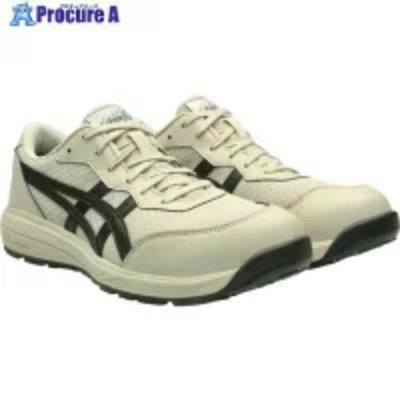 Pair of beige polyester shoes with black side stripes shown at a three-quarter angle.