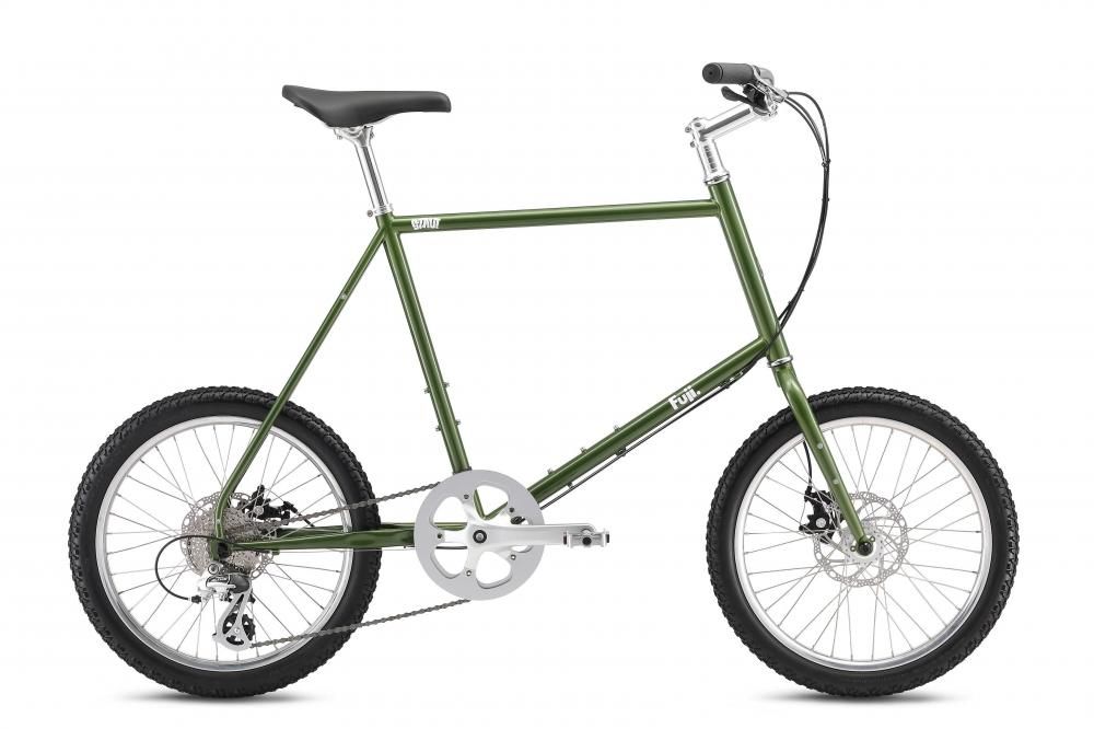 Side view of the 2026 FUJI STAUT bicycle in seaweed color on a white background.