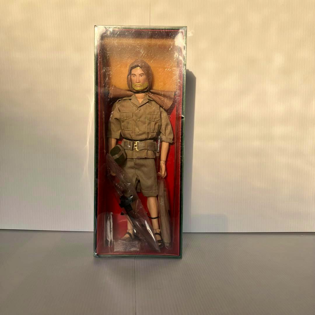 Front view of the boxed 3F Elite Brigade military figure (desert unit) in uniform visible through the clear window.