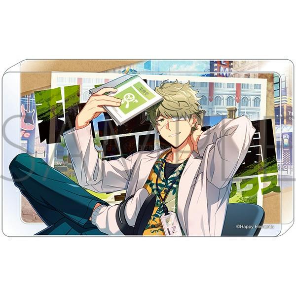 Acrylic block showing the Schooldays ver. キース・マックス illustration of the character reclining and holding a book.