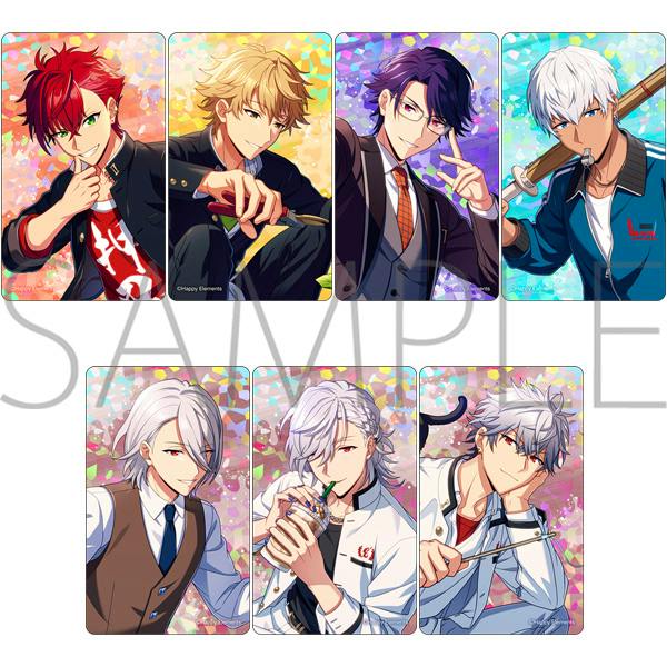 A sample image showing eight illustrated clear plastic cards from the 6th Anniversary Clear Card Collection arranged in two rows.