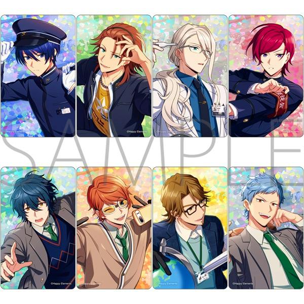 Main image shows multiple illustrated clear plastic cards from the 6th Anniversary collection, each featuring a different character against a holographic background.