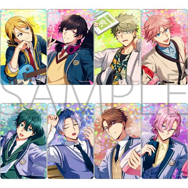 Ten illustrated clear cards from a 6th Anniversary collection, each showing an anime-style male character on colorful backgrounds with a SAMPLE watermark.