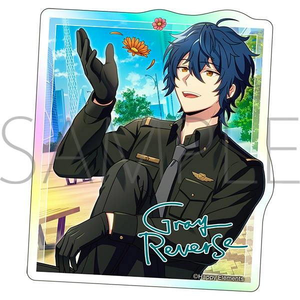 Artwork of the 6th Anniversary paper sticker showing Gray Reverse seated outdoors with flowers and his signature.
