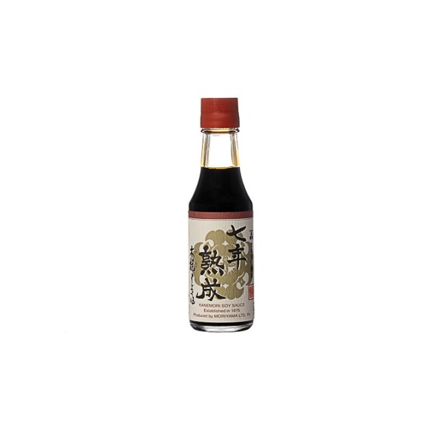 A 150ml bottle of 七年熟成 (7year soy sauce) with a red cap and Japanese label on a white background.