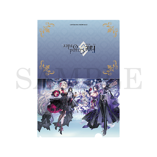 A4 clear file folder showing illustrated anime characters on the lower panel and a decorative blue upper panel.