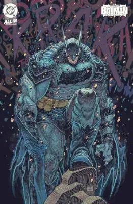 Illustrated cover of the comic book showing Batman crouched forward against a dark patterned background.