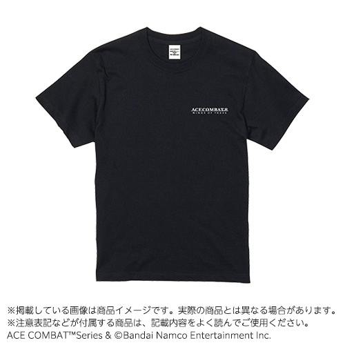 Black men's cotton T-shirt shown flat with a small ACE COMBAT logo on the chest.