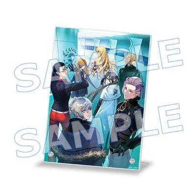 Acrylic plate printed with an illustration of several characters and an overlaid "SAMPLE" watermark.