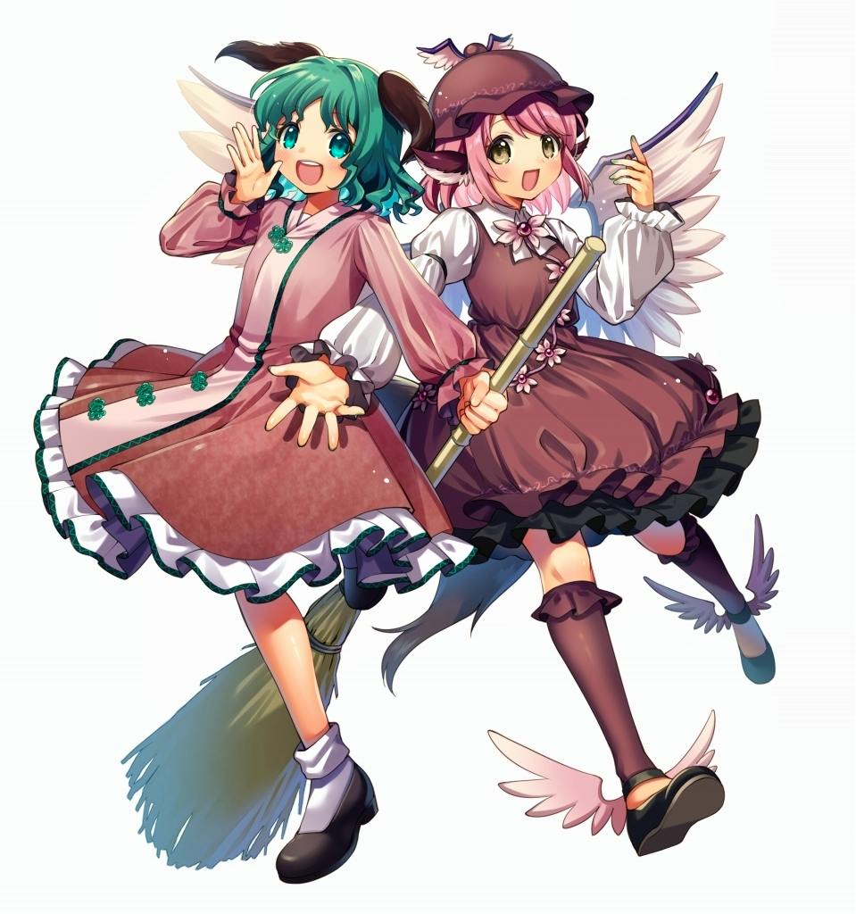 Illustration of two anime-style girls in dresses shown as the acrylic stand artwork.