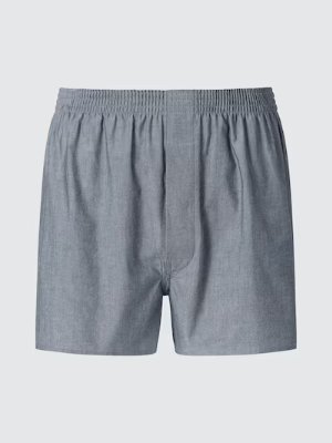 Front view of AIRism Ultra Seamless men's heather printed boxer briefs showing the elastic waistband and front fly.