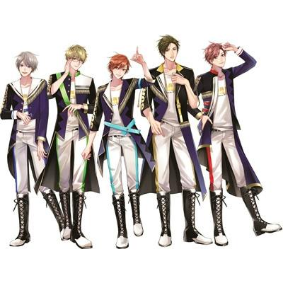 CD cover illustration showing five SOARA characters standing in coordinated stage outfits on a white background.