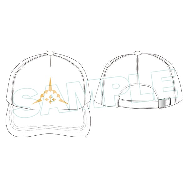 Front-and-back line drawing mockup of the Altria Caster cap showing a front emblem and an adjustable rear strap.