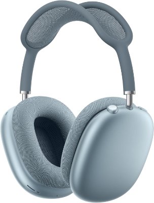Blue Apple AirPods Max 2 headphones shown from an angled front view.