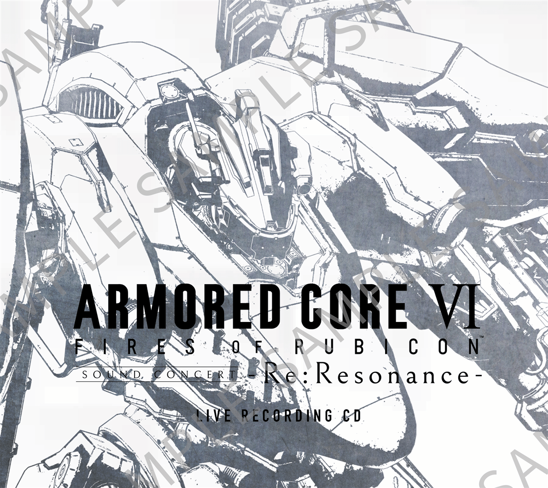 Cover art for the ARMORED CORE VI FIRES OF RUBICON Sound Concert -Re:Resonance- live recording CD showing a mech illustration and the album title.