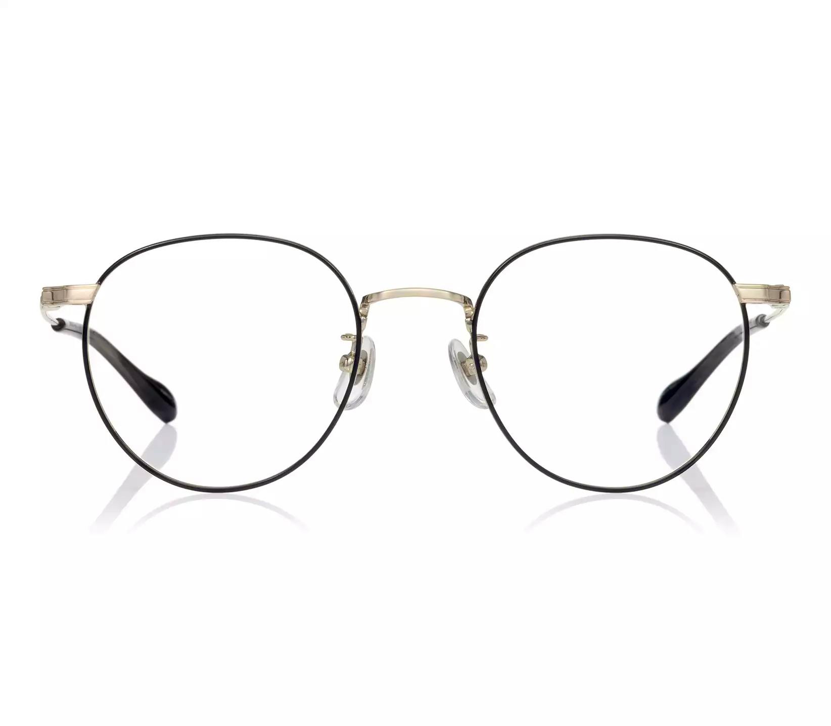 Close front view of BACK in BLACK OB1013G-5A S corrective round glasses on a white background.