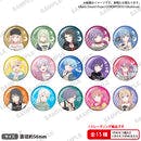 Fifteen round trading can badges from BanG Dream! Our Notes 私服ver. vol.2 showing different character illustrations arranged in rows.