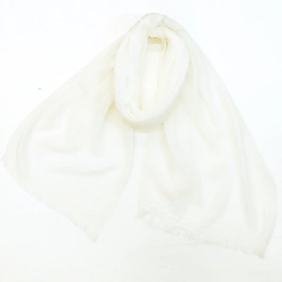 White cotton stole (播州織) displayed flat on a white background.
