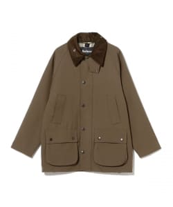 Front view of a men's wool Bedale classic fit jacket with a darker corduroy collar, button-and-snap front, and two flap pockets.