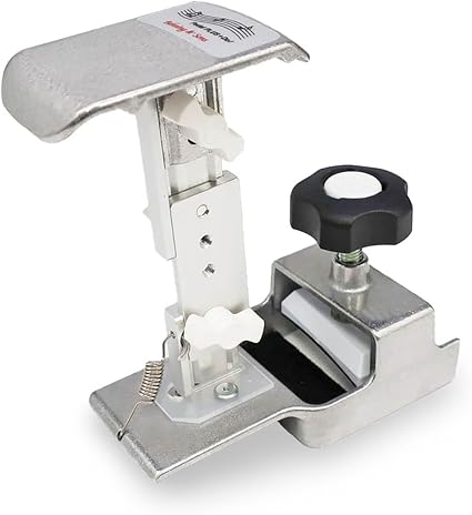 Behning & Sons piano pedal assist (Pedal PLUS) showing the metal adjustable pedal mechanism and clamp.
