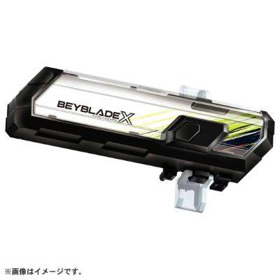 Rectangular BEYBLADE X BX-09 battle pass accessory in black and white with the 'BEYBLADE X' logo on a white background.