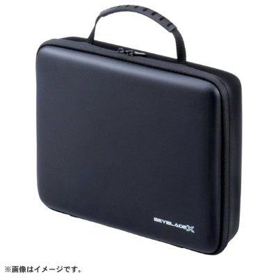 Black rectangular BEYBLADE X gear case with a handle, zipper, and small logo on the corner.
