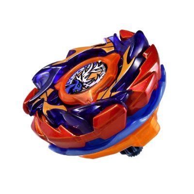 BEYBLADE X CX-00 booster (Backs Antlers B2-60D) with orange metal-coated finish shown on a white background.