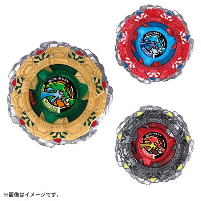 Three Beyblade X CX-19 tops in different color schemes shown on a white background.