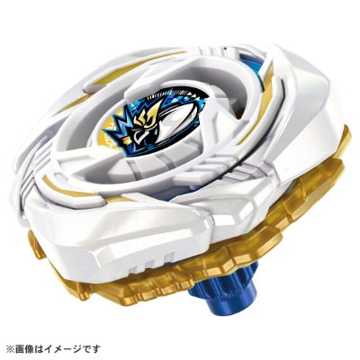 White, gold, and blue Beyblade X UX-20 starter top (Glory Valkyrie LF) on a white background.