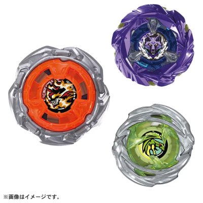 Three BEYBLADE X UX-21 Hells Nether deck tops shown on a white background.