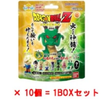 Sealed pouch packaging for Dragon Ball Z bath bomb set showing Shenron artwork and text indicating 10 pieces equals one box.