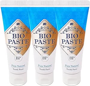Three 60g tubes of BIO PASTE toothpaste gel displayed side by side.