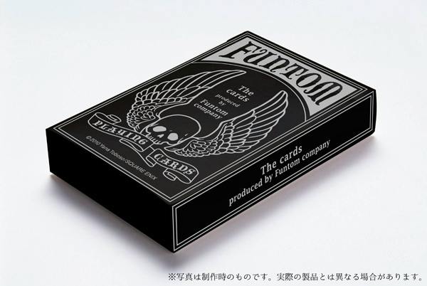 Black playing-card box for the Funtom trump deck with a winged skull graphic and white lettering.
