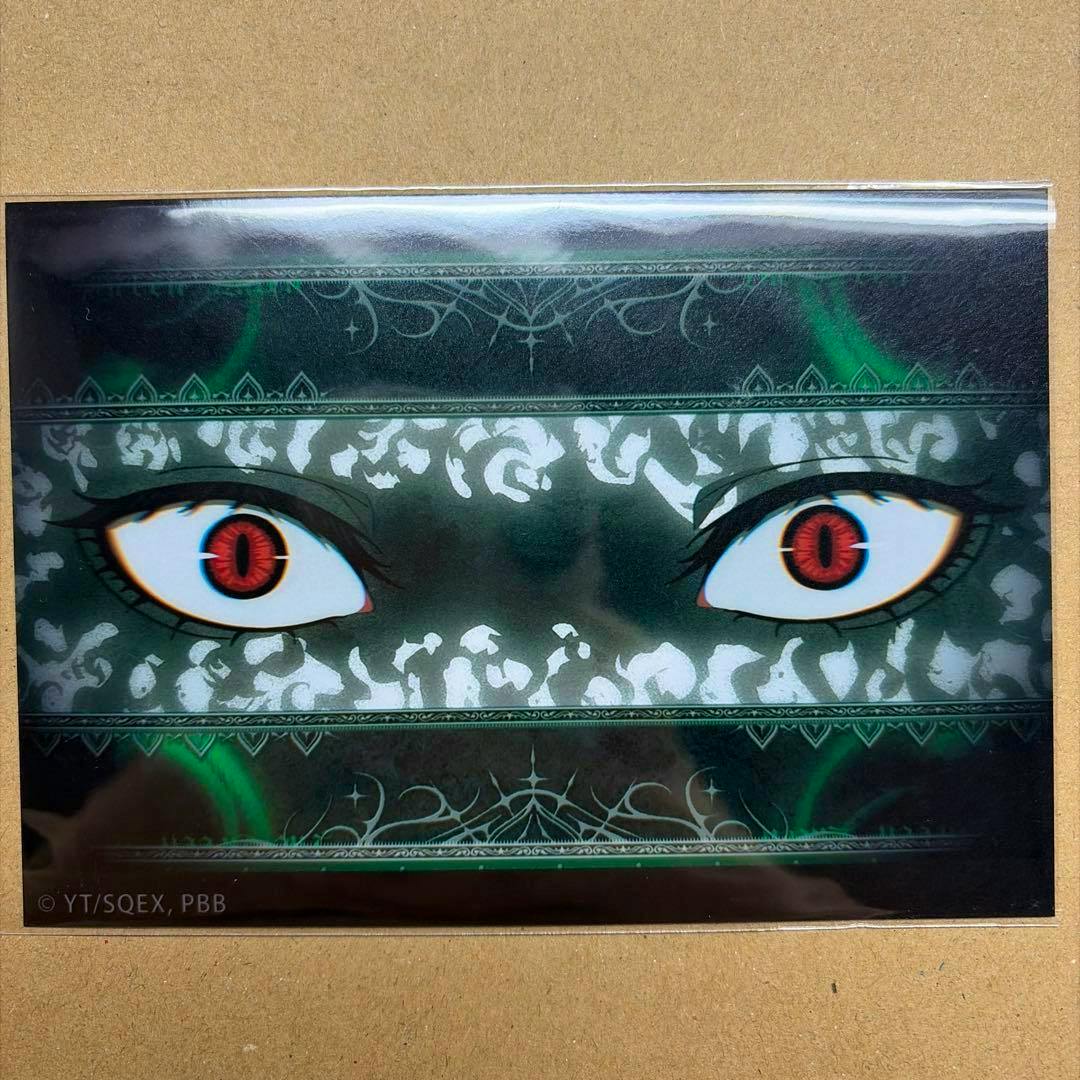 Photocard for 黒執事 (Sebastian) showing stylized red eyes on a dark ornate background.