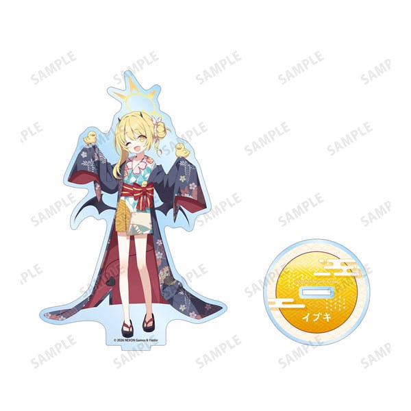 Big acrylic decorative stand of Ibuki from Blue Archive with a separate round base shown on a white background.