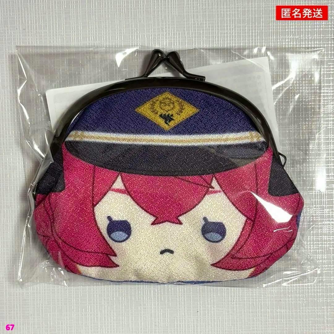 Front view of a Blue Archive gamaguchi coin purse featuring Natsume Iroha's face printed on fabric, shown inside clear plastic packaging.
