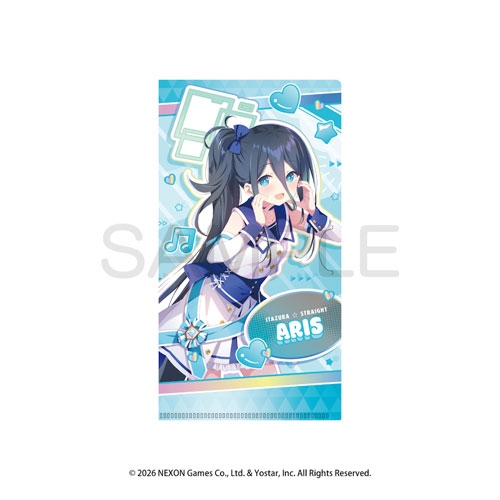 Front artwork of the Blue Archive × TOWER RECORDS acrylic ticket holder showing the character Aris in a blue-themed pose.