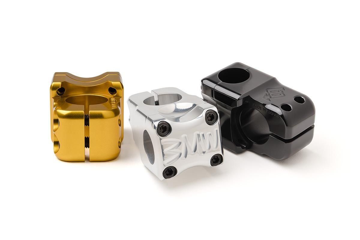 Three Stubiod bicycle stems in gold, silver, and black shown on a white background.