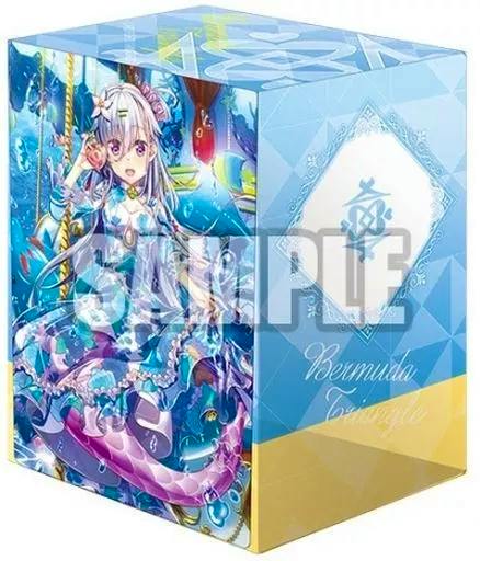 Decorative deck holder box for Cardfight!! Vanguard showing colorful character artwork on the side and a blue patterned panel on the front with a SAMPLE watermark.