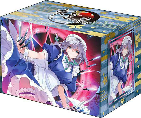 Card case (deck holder) box showing printed artwork of Touhou Project character Izayoi Sakuya on the exterior.