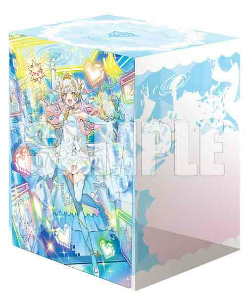 Front and side view of a plastic deck holder showing colorful anime character artwork for Cardfight!! Vanguard.