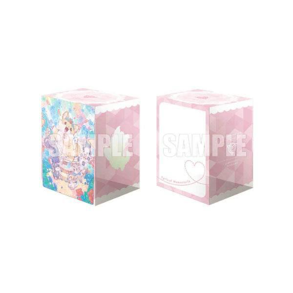 Rendered front and back views of a pink Cardfight!! Vanguard deck holder with a cute character illustration and a SAMPLE watermark.