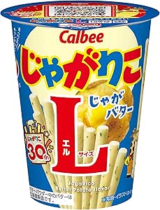 Calbee Jagariko Potato Butter large-size cup package showing the potato stick snacks and product branding.