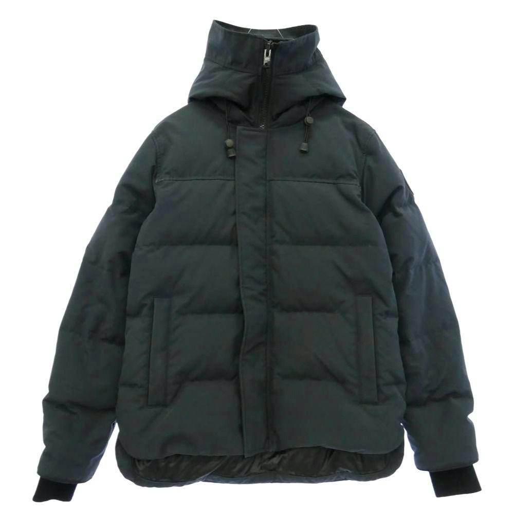 Front view of a navy Canada Goose Macmillan parka (men's down jacket) on a white background.