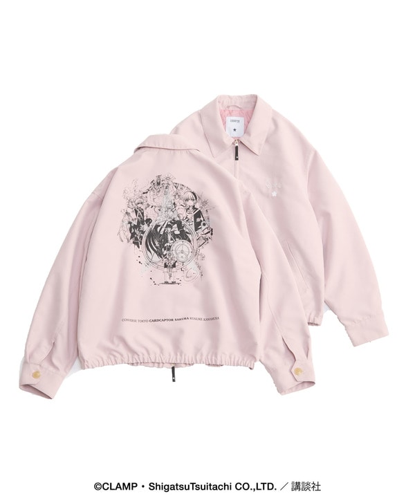 Front and back views of the men's CLAMP 'Cardcaptor Sakura Clear Card' graphic coach jacket.