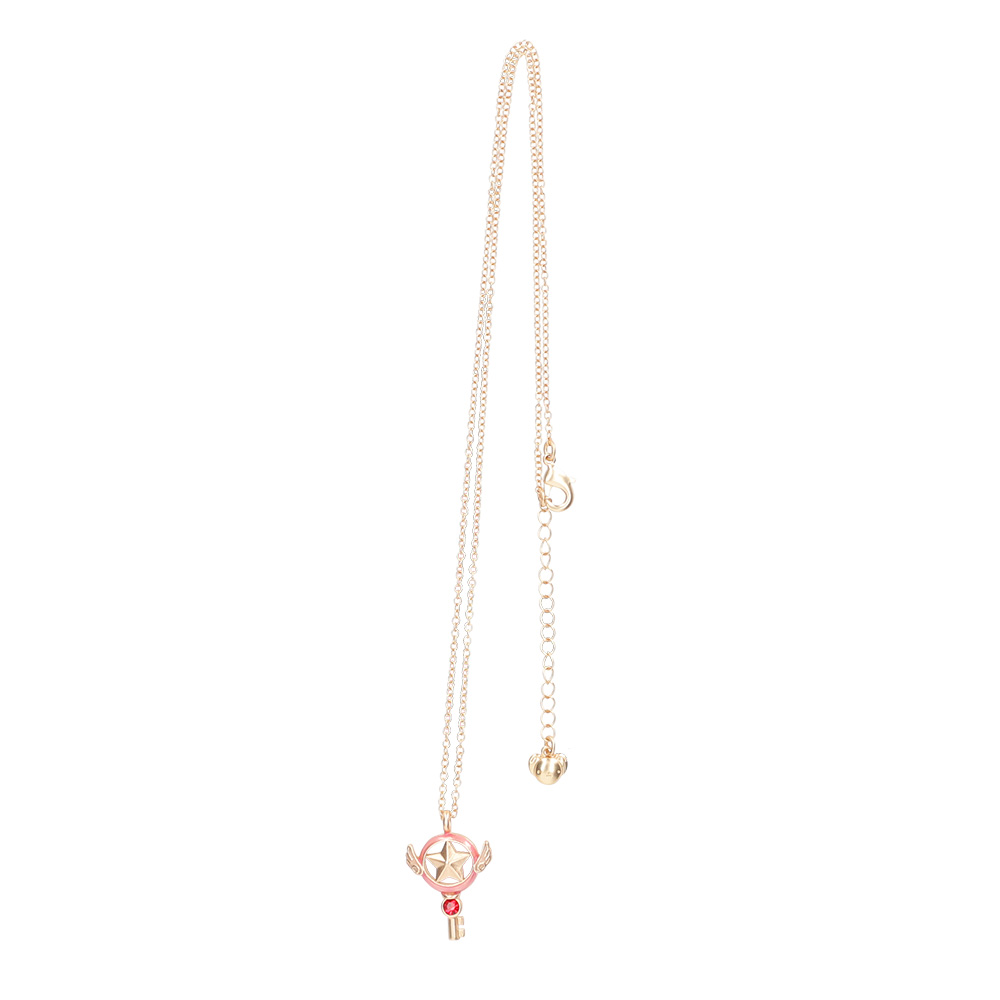 Cardcaptor Sakura star key necklace pendant on a gold-tone chain against a white background.