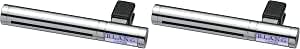 Two silver Carmate vent-clip car air fresheners shown side by side.