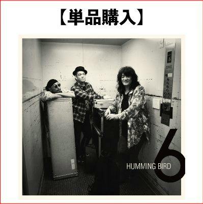 CD cover showing a black-and-white photo of three band members in an elevator with the text "6" and "HUMMING BIRD".