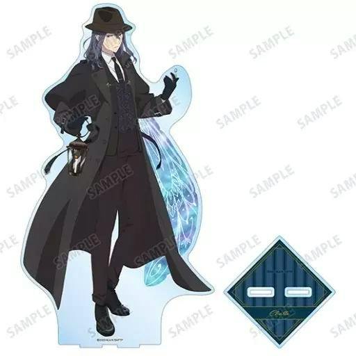 Acrylic character stand showing the detective-version illustration alongside its diamond-shaped base.